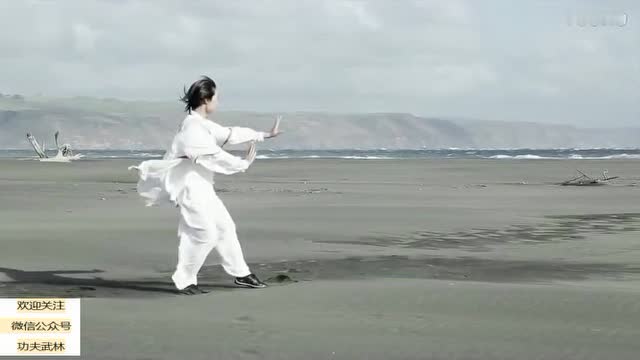 美醉了！美女海边打太极拳！拳风凌厉