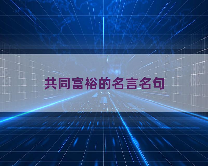 共同富裕的名言名句