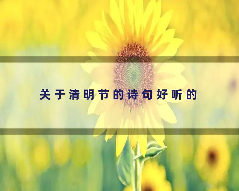 关于清明节的诗句好听的