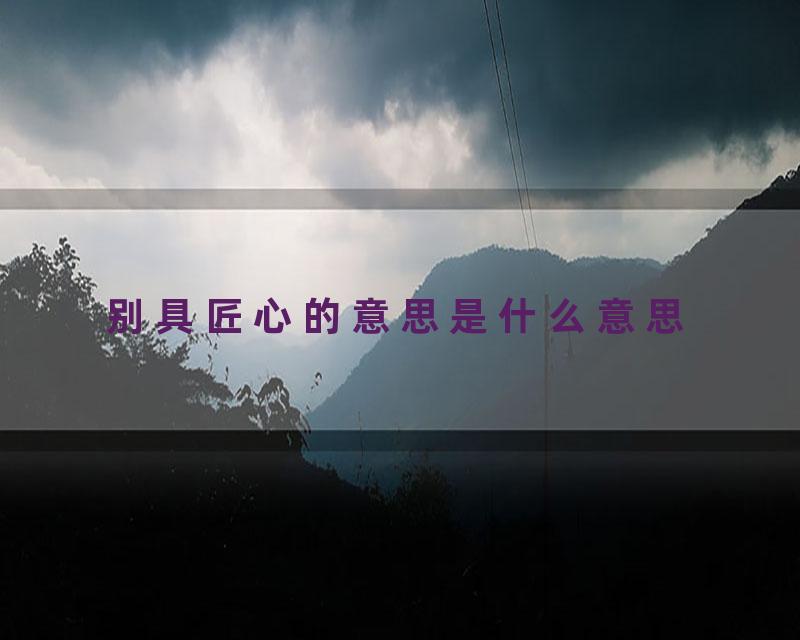 别具匠心的意思是什么意思