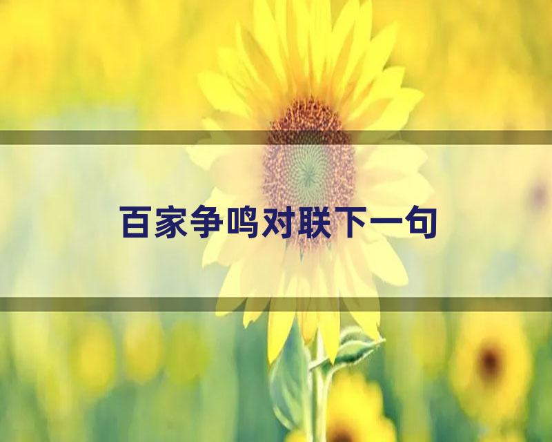 百家争鸣对联下一句