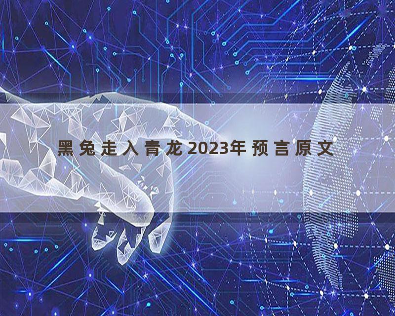 黑兔走入青龙2023年预言原文