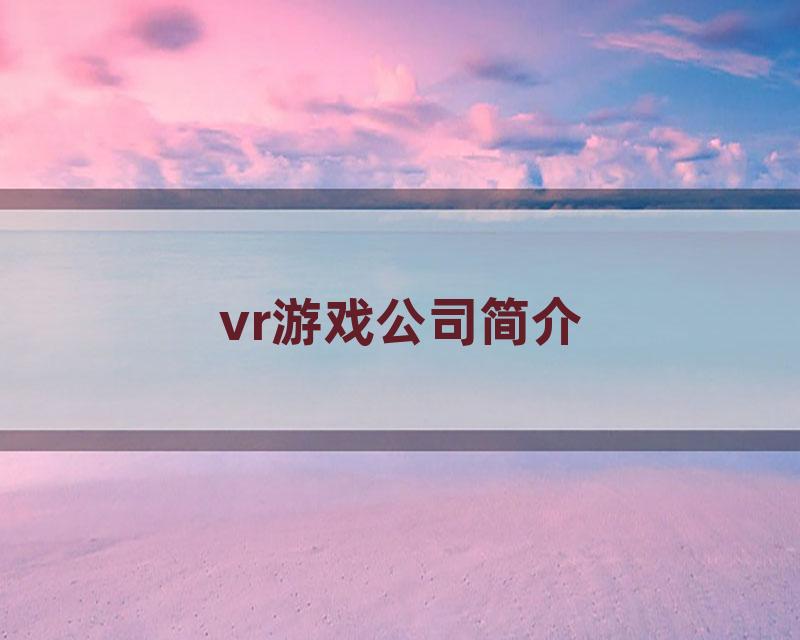 vr游戏公司简介